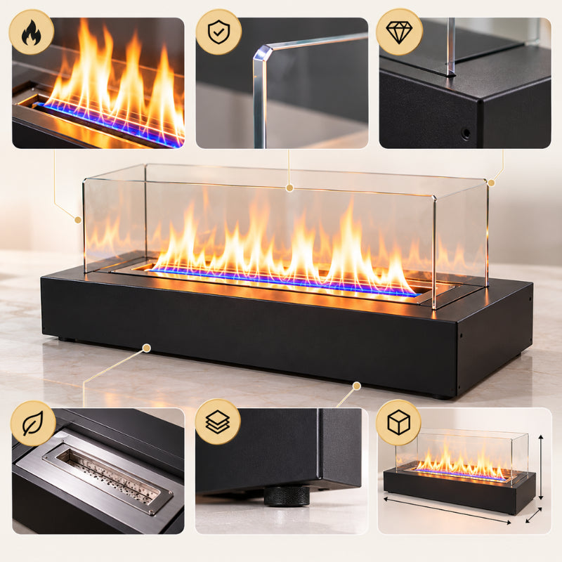 Chimenea de Mesa Portátil con Llama Real