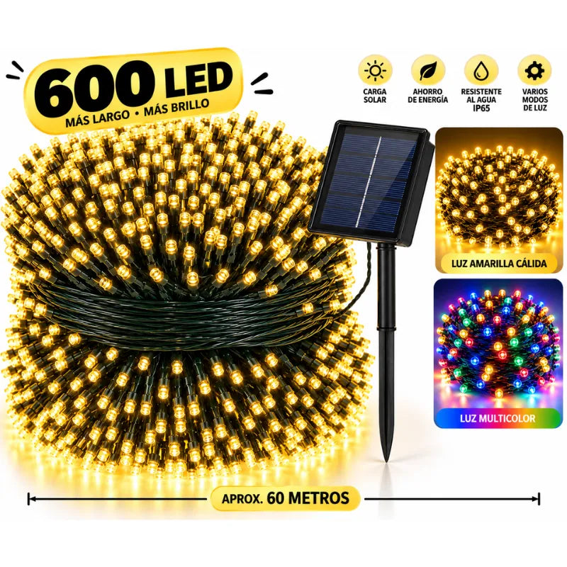 Luces Navideñas con Panel Solar