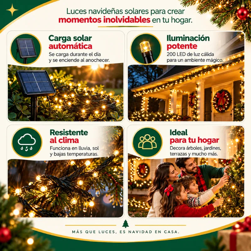 Luces Navideñas con Panel Solar